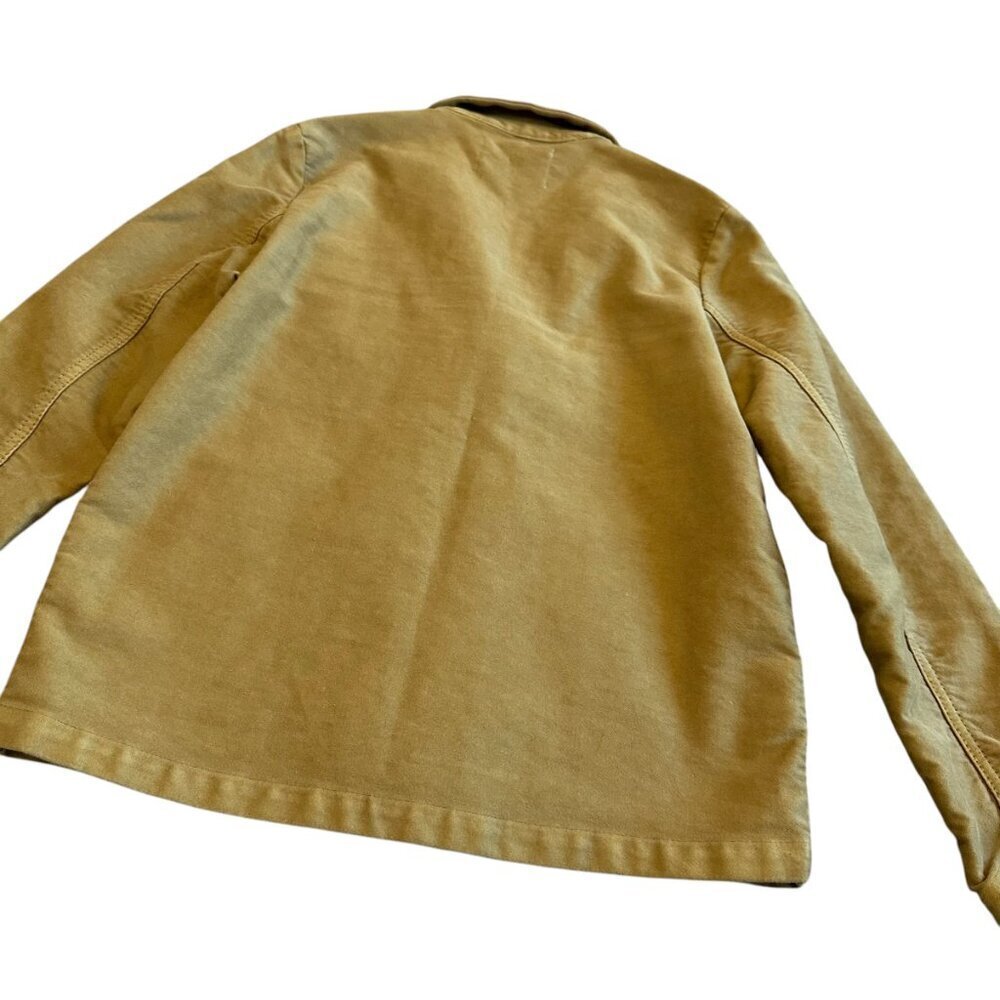 Leon & Harper Button-Down Camel Jacket Patch Pocket w/ Clover Pin Size Medium - Picture 10 of 12